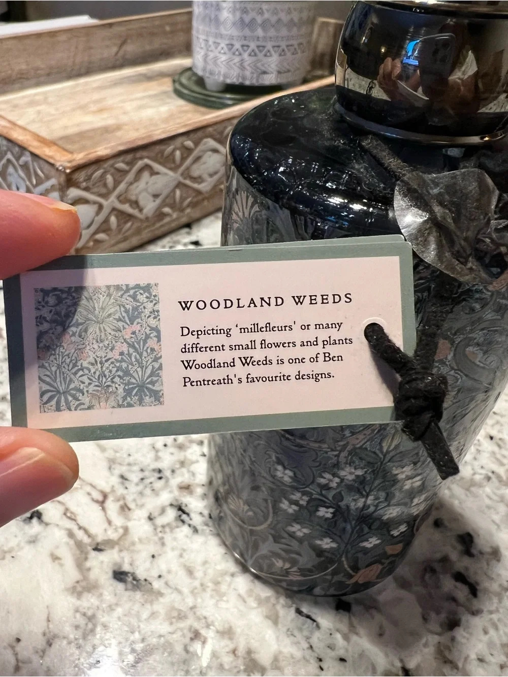 William Morris & Co Floral Glass Hand Soap Dispenser - Sage & Sea Salt 16 oz NEW